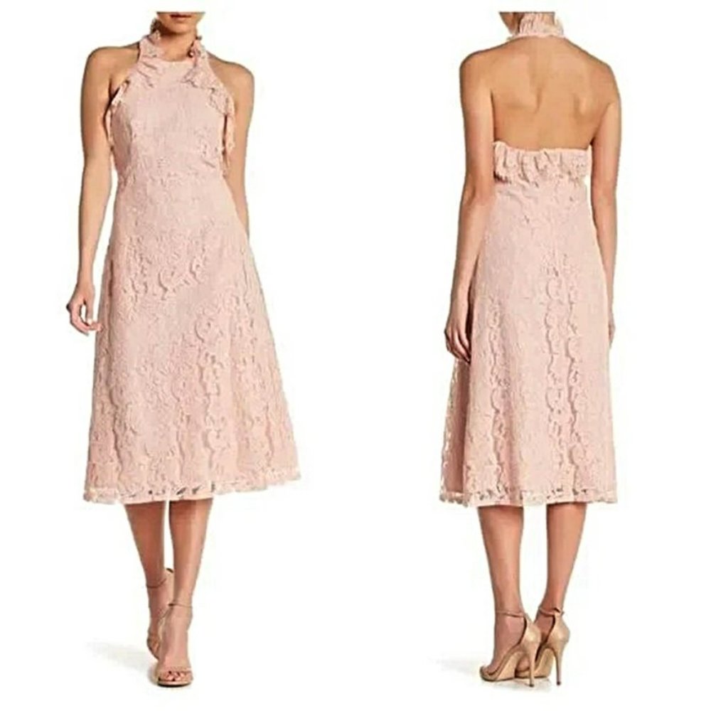 Nwt Nanette Lepore Pink Lace Halter Dress 4 Womens Whimsical Coquette Midi